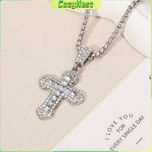 C.N Cross Pendant Necklace Cross Zircon Pendant Mens and Womens Gift Men Women Jewelry