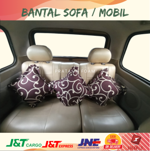 BANTAL AKSESORIS SANDARAN KEPALA UNTUK SOFA MOBIL BIS NYAMAN FREE MOTIF + BONUS SPON CUCI