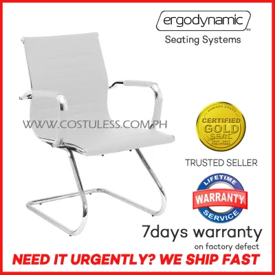 Ergodynamic EGC-139N WHT Leather Office Guest Chair (White)
