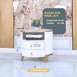 nakas bulat lis gold duco putih