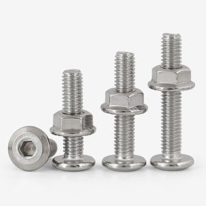 M3 M4 M5 304 Stainless Steel Large Flat Hex Hexagon Socket Allen Head Screw for Furniture Connect Joint Bolt Flange Nuts Combination Sets