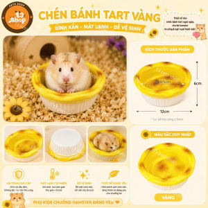 nhà sứ pudding kèm thạch lạnh trái tim kèm chén tart trứng và đế bình nước dành cho hamster - T3 PETS SHOP