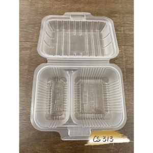 2 Compartment Lunch Box 【50pcs】/ LB7502 / Lunch box 2in1 / Disposable Plastic Food Box / 2格塑料午餐盒