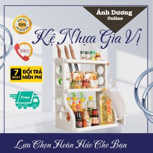 Kệ Bếp Gia Vị 3 Tầng Nhựa VIỆT NHẬT Có Thêm Ngăn Đựng Dao Kéo Thớt Kệ Đa Năng Tiện Lợi