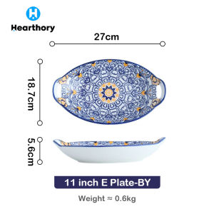 11 inch Ceramic Plate Boho Collection Hand-Painted Underglaze Dining Plate