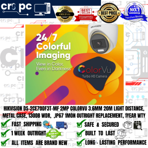 HIKVISION DS-2CE70DF3T-MF 2MP COLORVU 3.6MM 20M LIGHT DISTANCE METAL CASE 130DB WDR  IP67
