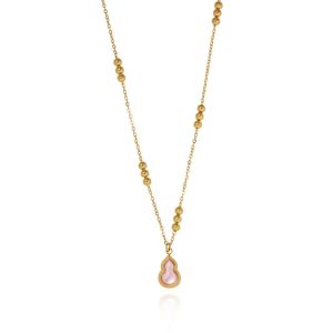 Hulu Gourd Natural Pink Shell Pendant Chain Necklace • Waterproof Non Tarnish • 18K Gold Plated 316L Stainless Titanium Steel Fashion Necklaces Women Gift NL313 Solis Jewelry