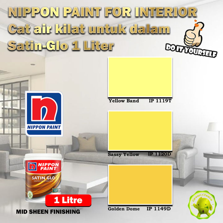 Nippon Paint Paint for Interior SatinGlo 1 & 5 Litre Yellow Band 1119T