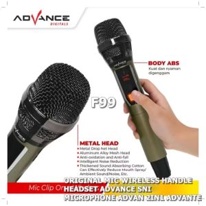 F99 ORIGINAL MIC WIRELESS HANDLE HEADSET ADVANCE SNI MICROPHONE ADVAN 2IN1 ADVANTE MIK MIX MIKROPHON