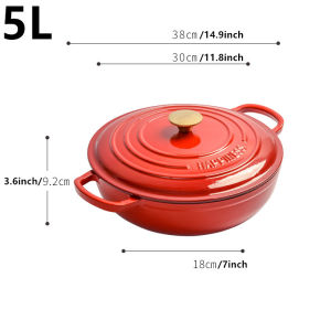 30cm Enameled Cast Iron Dutch Oven with Loop Handle 5L Saucepan Heavy Soup Pot Casserole Dish Kitchen Utensil Enamel Braised Pot