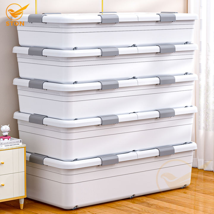 Underbed Storage Box with Wheels LargeCapacity Wardrob Quilt Storage