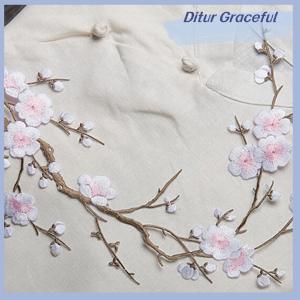 Ditur Miếng vá hoa mận thêu đẹp bằng sắt/may trên miếng đính họa tiết thủ công