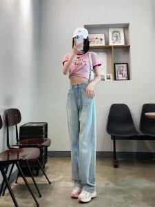 COD  Warna Muda Versi Korea Seluar Jeans Kaki Lebar 2024 Seluar Jeans Lurus Komuter Kelihatan Kurus Longgar Pinggang Tinggi Baru  Sem
