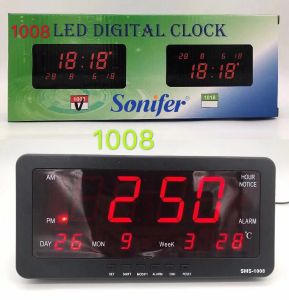 Sonifer Jam Dinding Jam Meja Digital LED Alarm Clock 21 x 10 cm FREE CETAK NAMA SMS-1008