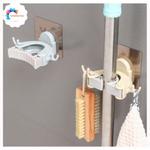 Móc Dán Tường Treo Cây Lau Nhà Đa Năng Có 2 Móc Nhỏ Treo Đồ Tiện Lợi Không Làm Hư Hỏng Tường -SOHANEI FAM