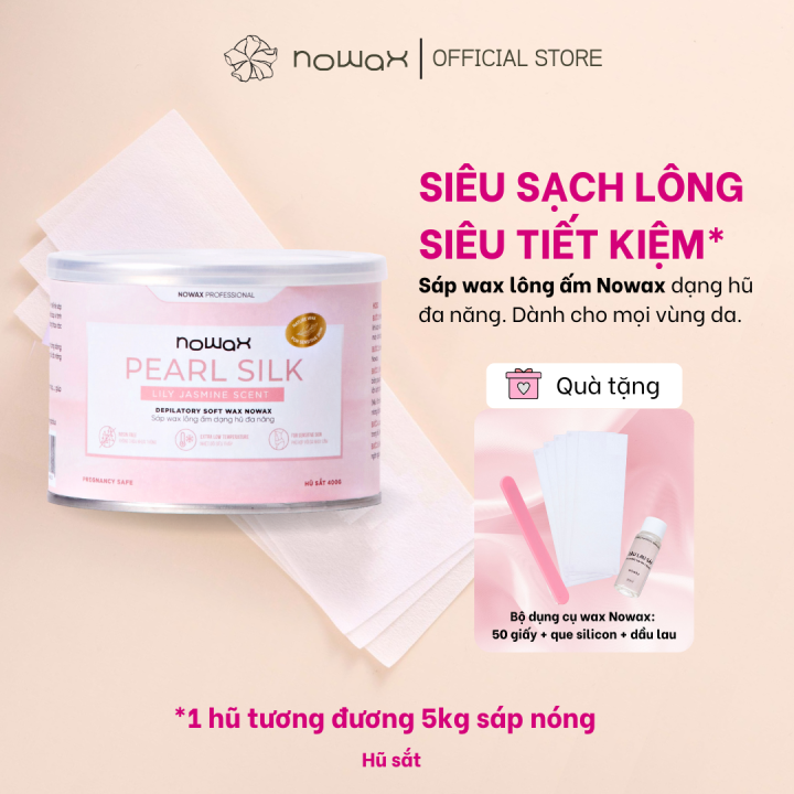 Sáp wax lông ấm dạng hũ đa năng Nowax màu Ngọc trai PEARL SILK hũ sắt 400g