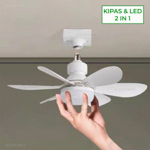 Lampu plafon kipas angin led 30w 40w dimmable dimmer cahaya 3in1 warm white hias kamar ruang tamu 220v fiting e27