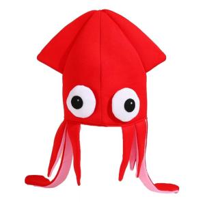 Cartoon Squid Hat With 4 Color Option Soft Breathable Fabric Themed Event Dressing Up Prop For Different Ages