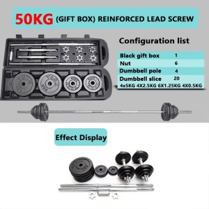 York Cast Iron Dumbbell Barbell Set 20/30/50 Kg W/ Long Bar And Plastic Case Packaging
