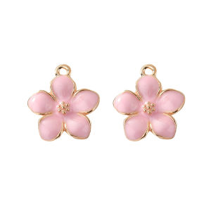 30pcs Aksesoris Cherry Blossom Charm Plastik Enamel Epoxy Liontin Charm Aksesoris Diy Untuk Aksesoris Kalung Gelang
