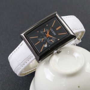 Box Exclusive Jam Tangan Guess Persegi Panjang Chrono Variasi VA-583HR / Jam Tangan Fashion Wanita TaIi Kulit Diameter 3 cm