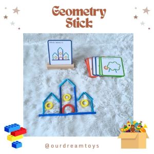Montessori Geometry Stick / Mainan Kognitif Stick Gambar dan Huruf / Mainan Edukasi Anak