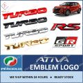 TURBO Universal 3D Metal Emblem Letter Logo Sticker For Perodua Ativa Nissan Almera Proton x50 [1 Piece]. 