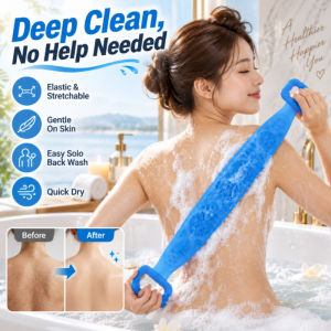 Silicone Body Scrubber Long Strip Double Sided Back Scrubber Exfoliating Shower Scrubber Bath Washcloth