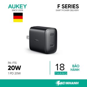 Combo Sạc Nhanh Aukey PA-F1S Power Delivery 20W - Cáp Sạc Nhanh USB-C to Lightning Aukey CB-CL2 2M - Hàng Chính Hãng - Bảo Hành 18 Tháng