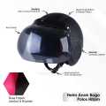 Helm Anak Bogo Polos Viral Untuk Usia 2 3 4 5 6 7 Tahun SNI Warna Cream Hitam Lucu Kaca Cembung. 