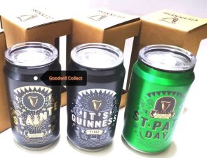 New Guinness St. Patrick Stainless Steel Mug Cup with plastic cover lid limited Edition