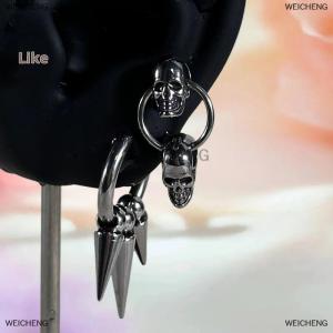 [COD] WEICHENG 1 Piece Dark Punk Stainless Steel Charm Hoop Huggie Earbone Nail Rock Hip Hop Gothic Hoop Circle Earring For Women Men