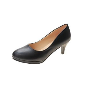 Free Shipping Elegant High Heels For Women Stiletto Heels Round Toe Waterproof Platform Professional Work Shoes Black 5-7Cm Suitable For Students Interviews And Autumn Wear