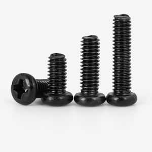 M3 M3.5 Black Carbon Steel Round Head Screw Cross Pan Head PM Screw Phillips Screw