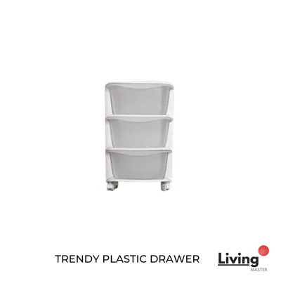 Livingmaster Plastic Drawer with Wheels 3/4/5 Tier Storage Cabinet Drawer Made in Malaysia