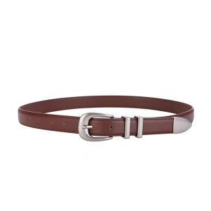 Retro Western Women Belt Genuine Leather Distressed Silver Hardware Adjustable For Daily Wear Special Occasion