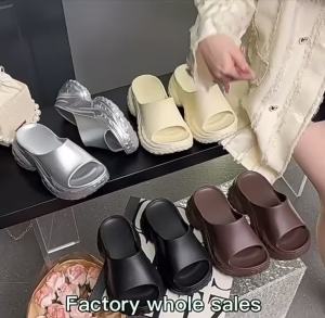 [Free Shipping] WomenS Summer Thick-Soled Slippers For Outdoor Wear Fashionable Height-Increasing Slip-On Sandals Non-Slip Versatile High-Heeled Sandals