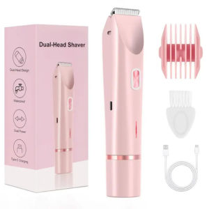 Women Electric Shaver 2 In 1 Bikini Trimmer IPX7 Waterproof with Dual Ceramic Blades Painless Hair Removal