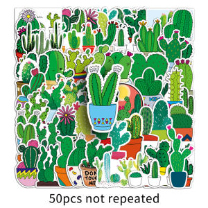 50PCS Cute Cartoon Cactus Plant Decorative Stickers Waterproof Laptop Luggage Motorcycle Diary Scrapbook Graffiti Stickers