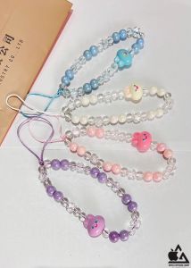 Kekinian Korean Fashion Strap Tali Gantungan Hp Manik Lucu Gantungan Ponsel Handphone Rantai Mutiara Kristal Swarovski Pita Ribbon Korea Viral Universal