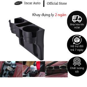 Khay Đựng Nước 2 Ngăn ML1339 Gắn Khe Cạnh Ghế Xe Hơi Có Ngăn Để Điện Thoại Chất Liệu Nhựa ABS