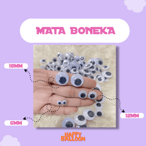 Isi 10 Pasang Mata Boneka / Mata Gerak Untuk Boneka / Googly Eyes Aneka Ukuran Import
