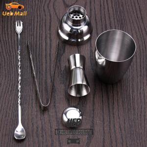 [UEB Mall] 4pcs Cocktail Shaker Barware Tools Lightweight Stainless Steel Profissional Cocktail Shaker Set Portable with Jigger for Bartender Supplies