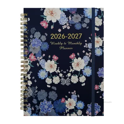สมุดบันทึกวางแผนรายสัปดาห์ A5 2026-2027 - สมุดกำหนดการที่ปรับแต่งได้พร้อมดีไซน์คอยล์