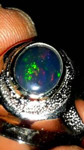 Cincin Kalimaya Black Opal Abu Solid Asli Banten