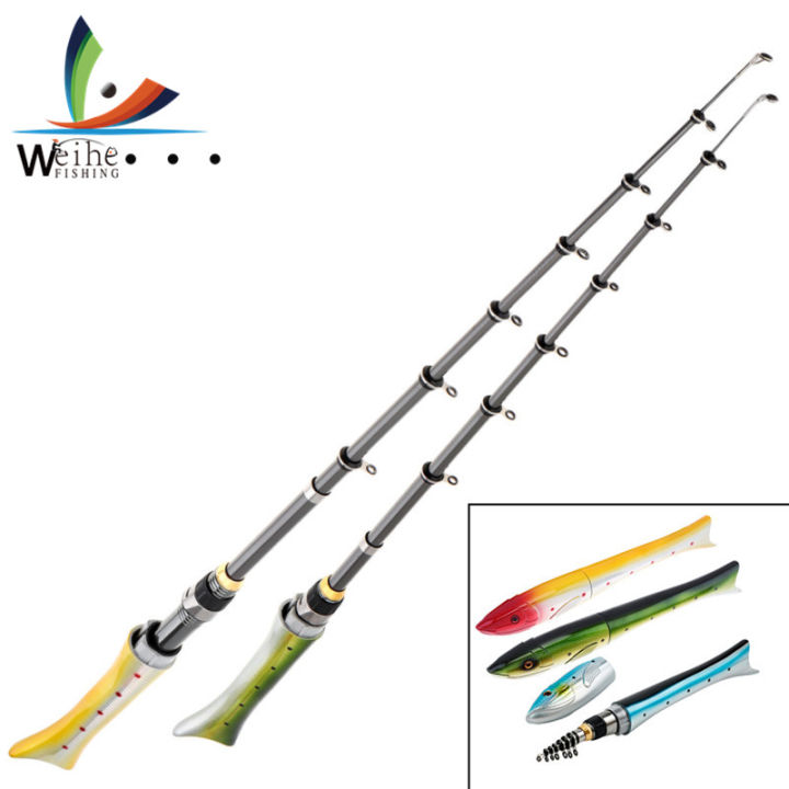 Weihe 1.6m Telescopic Fishing Rod Portable Pocket Pen Rod Mini Fish Shaped  Sea Ice Fishing Pole