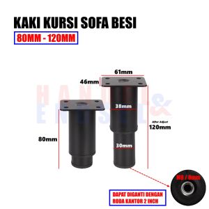 Kaki Sofa 8cm-25cm Kaki Nakas Besi Penyangga Tempat Tidur Furniture Foot Adjustable
