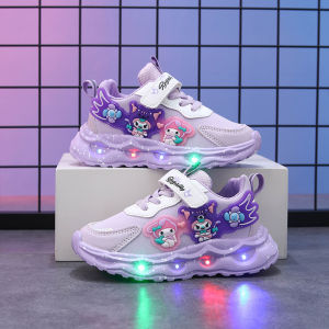 Sanrio Kuromi Melody Lighting Led Sport Shoes Girl Kasut Lampu Budak Perempuan Sneaker Toddler Kasut