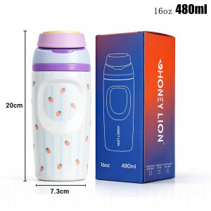 Travel Mug Vacuum Insulated Stainless Steel Bottle with Carry Handle Leakproof Cup for Commute Trip and Backpack- HoneyLion