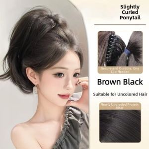 BEAUTYLADIES Synthetic Elegant Messy Bun Claw Clip in Short Pony Tail Hair Piece Heat Resistant Natural Straight Ponytail Extension For Women